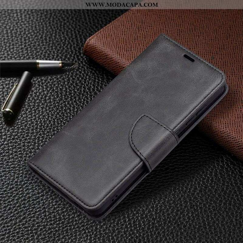 Capa Flip Para Samsung Galaxy S21 FE De Couro Retalho Liso Oblíquo