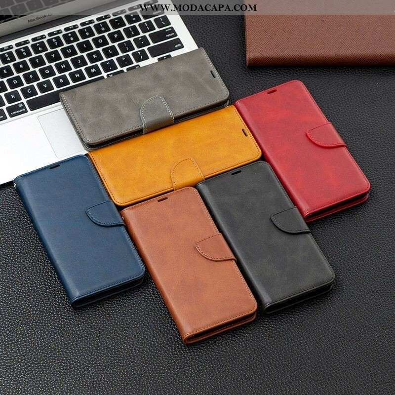 Capa Flip Para Samsung Galaxy S21 FE De Couro Retalho Liso Oblíquo