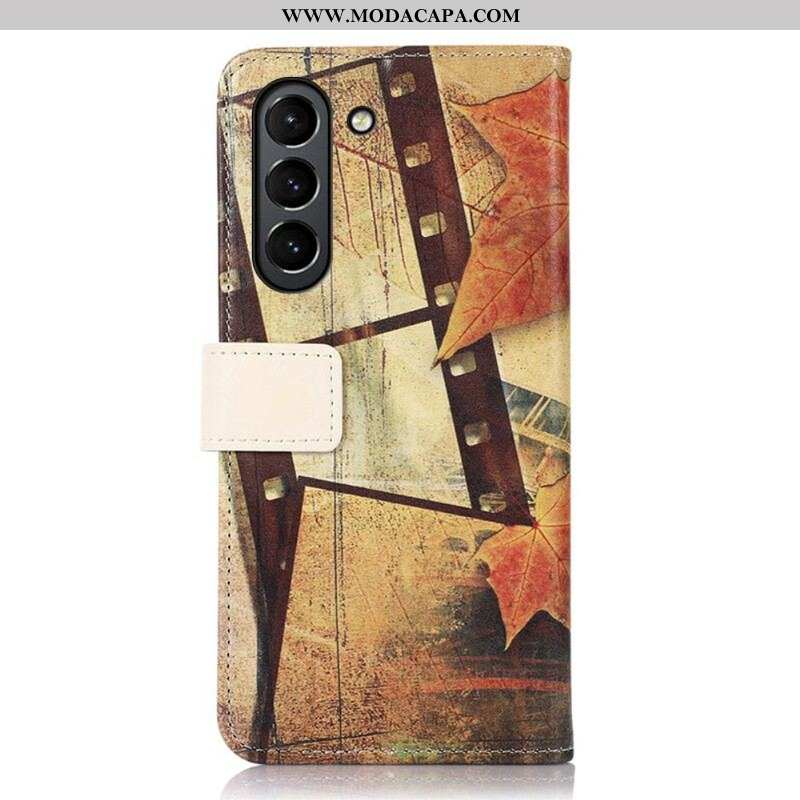 Capa Folio Para Samsung Galaxy S21 FE Torre Eiffel No Outono