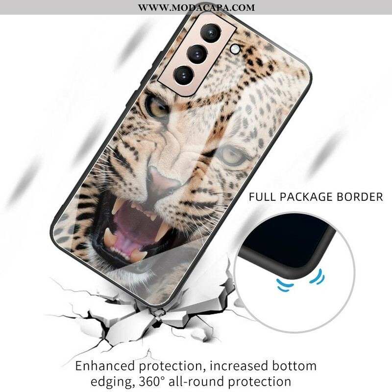 Capa Para Samsung Galaxy S21 FE Vidro Temperado Leopardo