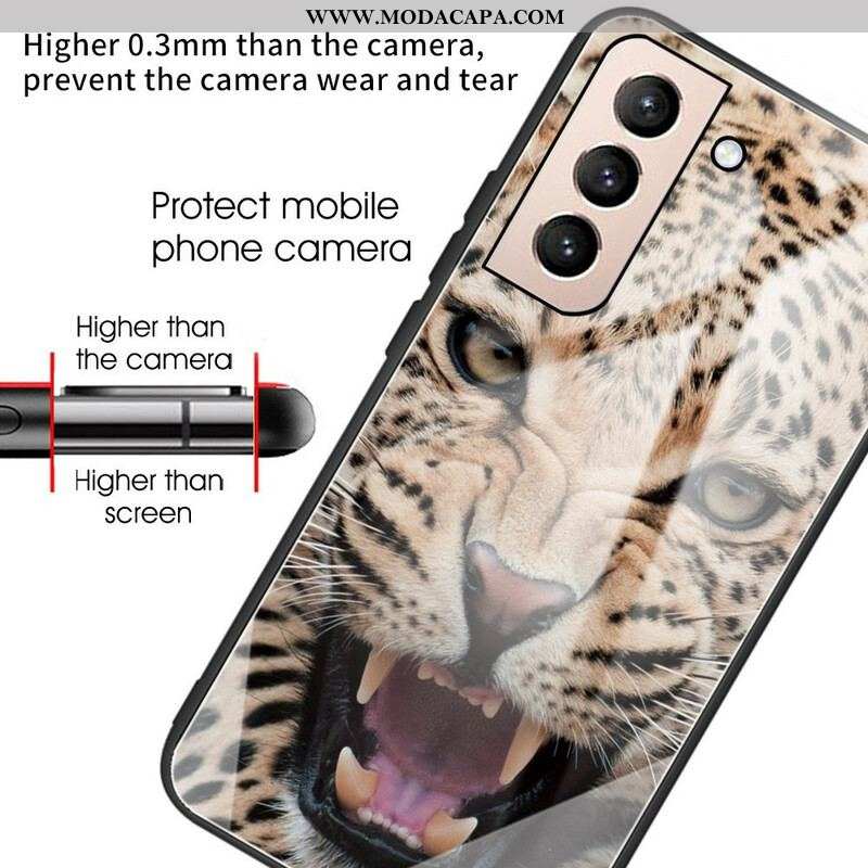 Capa Para Samsung Galaxy S21 FE Vidro Temperado Leopardo