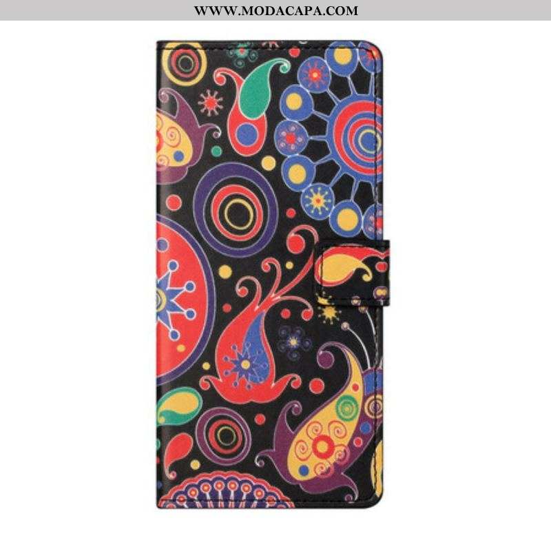 Capa De Couro Para Samsung Galaxy S21 FE Design Da Galáxia