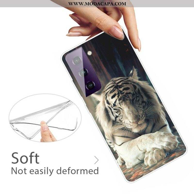 Capa Para Samsung Galaxy S21 FE Tigre Flexível