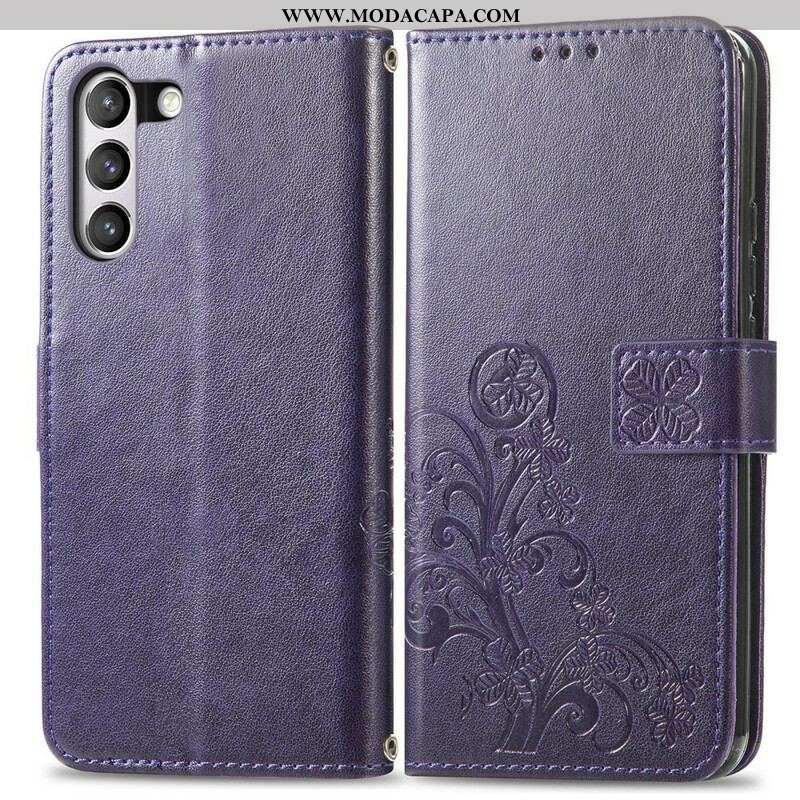 Capa Em Pele Para Samsung Galaxy S21 FE Flores Abstratas