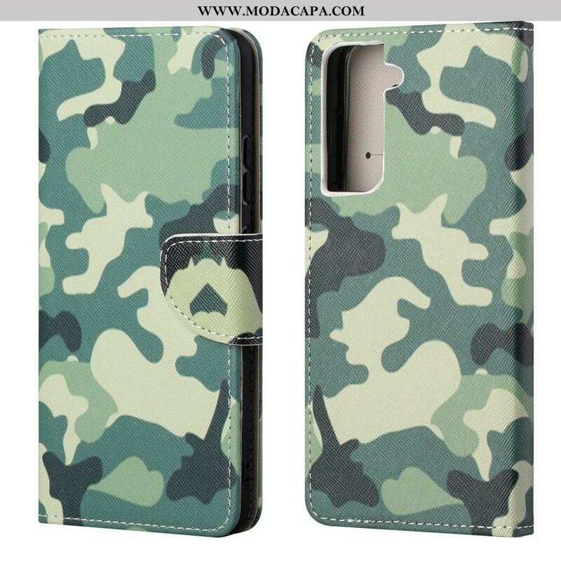 Capa Flip Para Samsung Galaxy S21 FE Camuflagem Militar