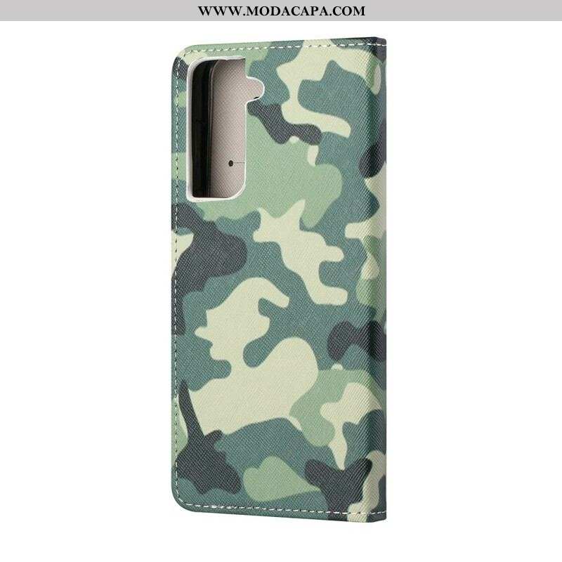 Capa Flip Para Samsung Galaxy S21 FE Camuflagem Militar