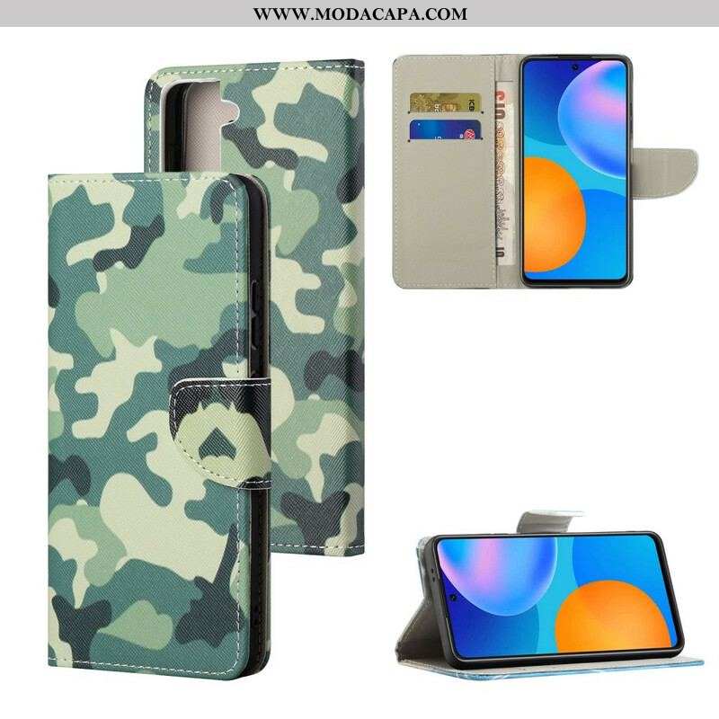 Capa Flip Para Samsung Galaxy S21 FE Camuflagem Militar