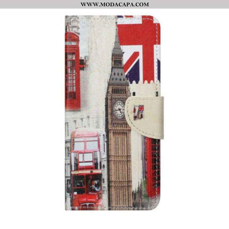 Capa Flip Para Samsung Galaxy S21 FE Vida Em Londres