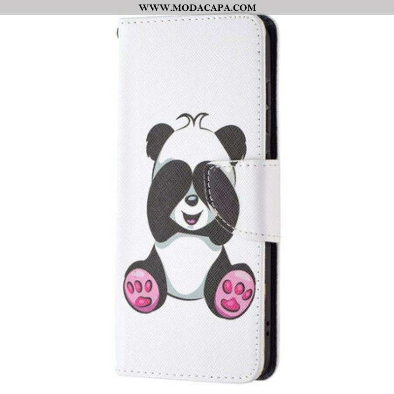 Capa Flip Para Samsung Galaxy S21 FE Panda Divertido