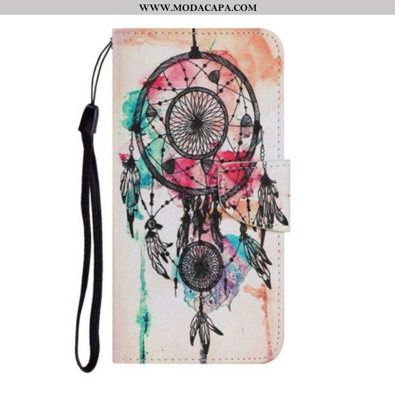 Capa Folio Para Samsung Galaxy S21 FE Aquarela Apanhador De Sonhos