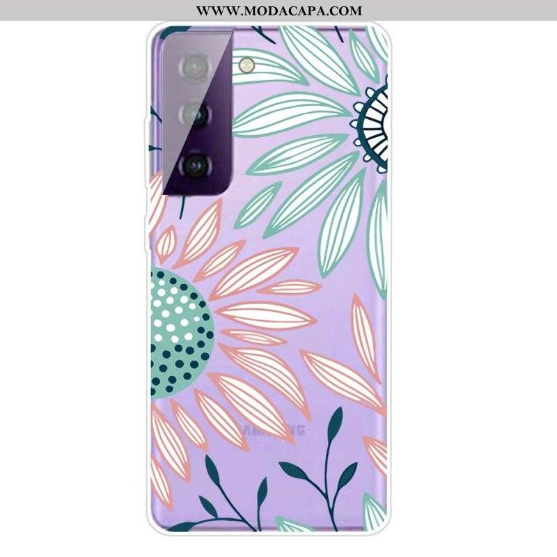 Capa Para Samsung Galaxy S21 FE Uma Flor Transparente
