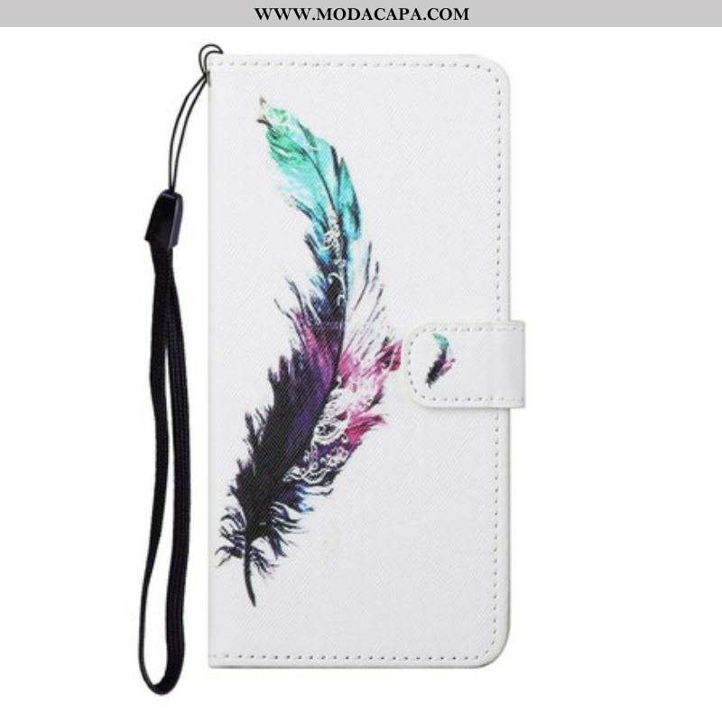 Capa Flip Para Samsung Galaxy S21 FE De Cordão Pena Com Cordão