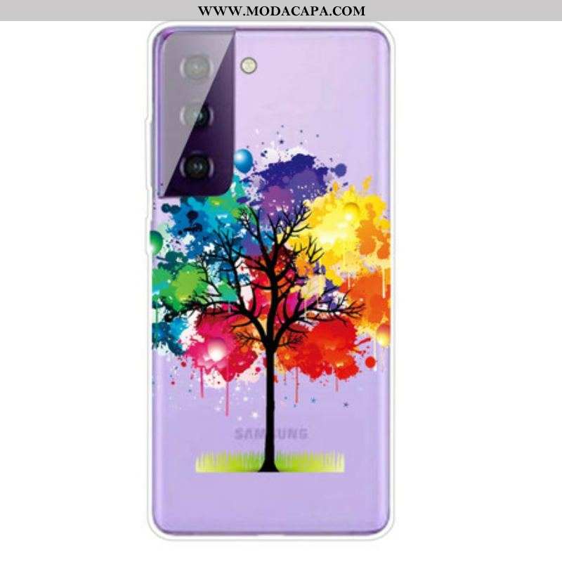 Capa Para Samsung Galaxy S21 FE Aquarela Árvore