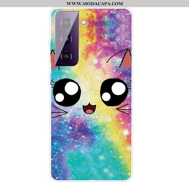 Capa Para Samsung Galaxy S21 FE Gato De Desenho Animado