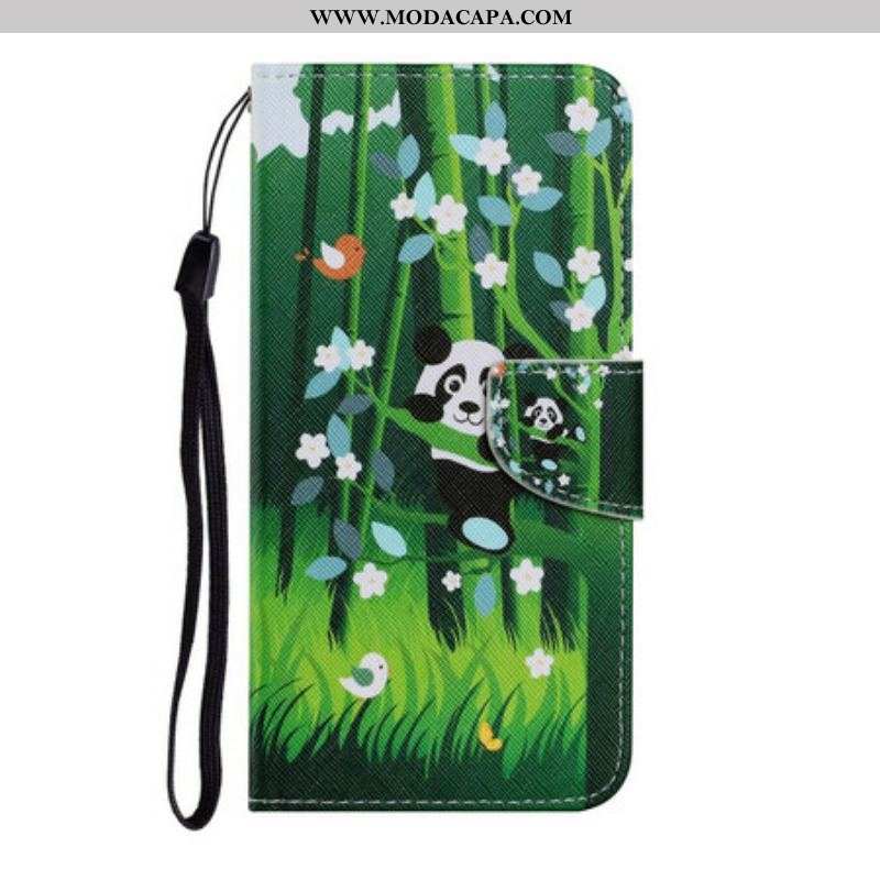 Capa Folio Para Samsung Galaxy S21 FE Caminhada Do Panda
