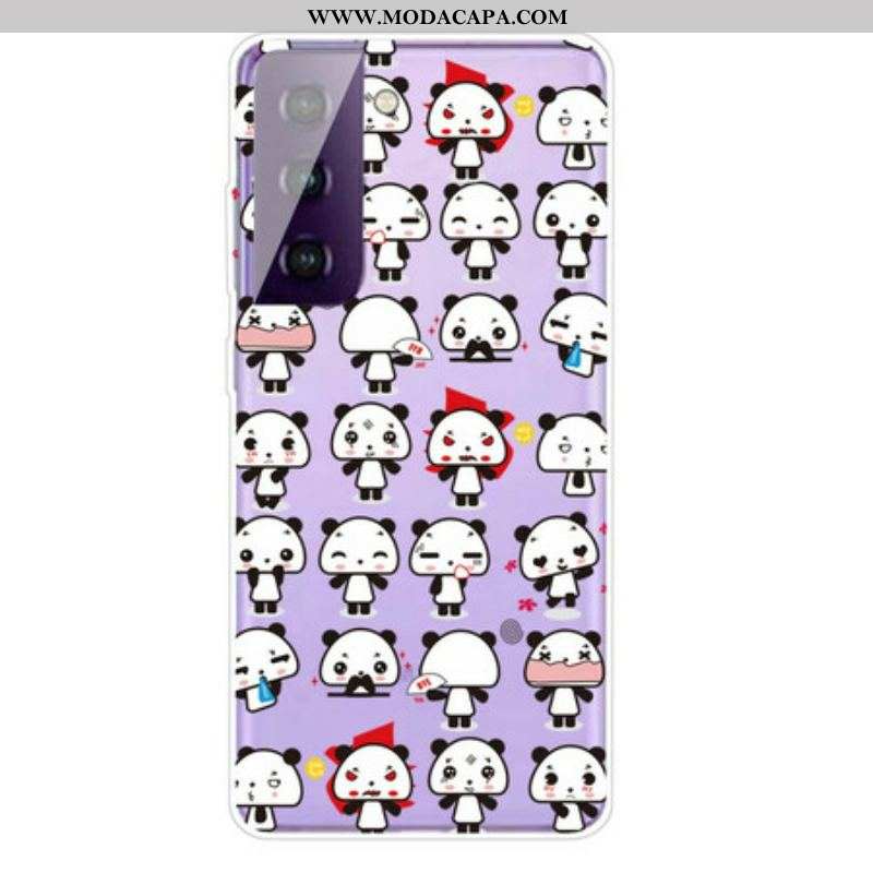 Capa Para Samsung Galaxy S21 FE Pandas Engraçados Sem Costura