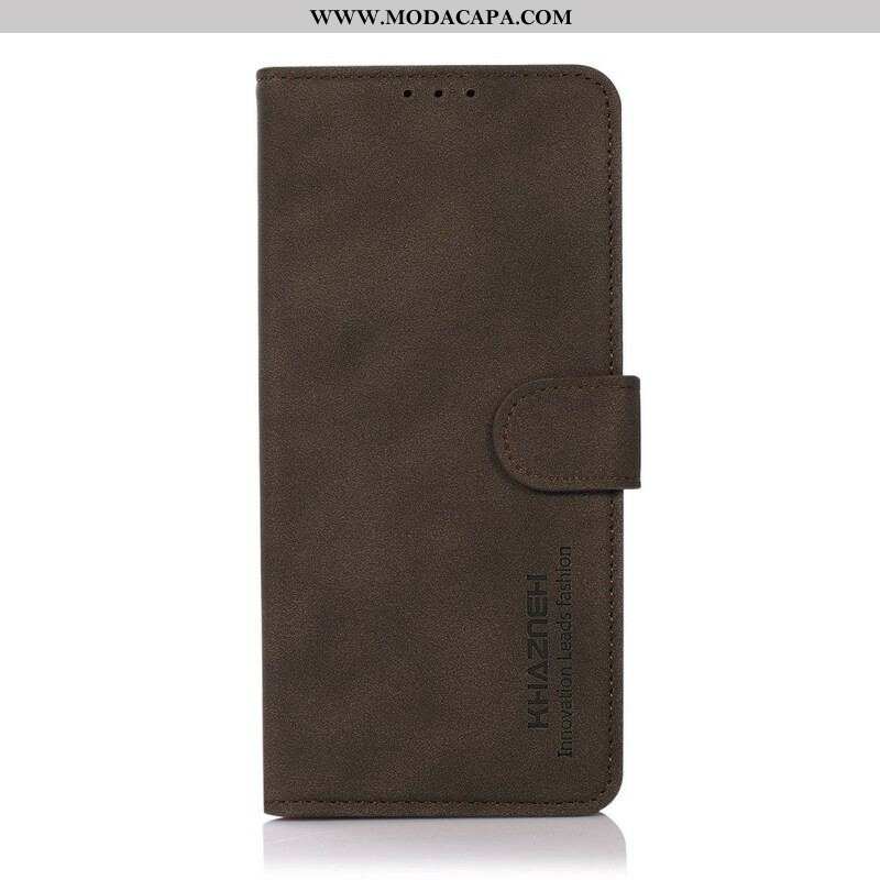 Capa Flip Para Samsung Galaxy S21 FE Khazneh Textura Efeito Couro