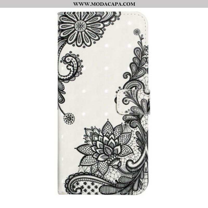 Capa De Couro Para Samsung Galaxy S21 FE Renda