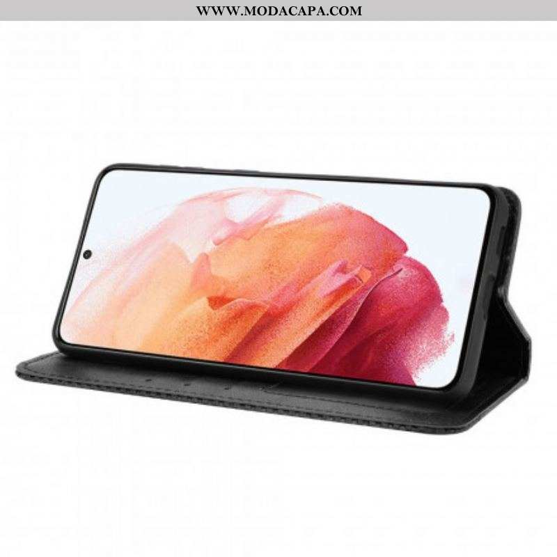 Capa De Celular Para Samsung Galaxy S21 Plus 5G Flip Efeito Couro Vintage Estilizado