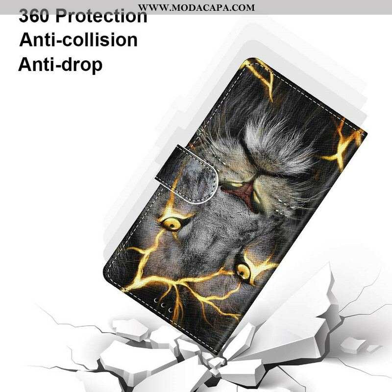 Capa De Couro Para Samsung Galaxy S21 Plus 5G Felino Mágico