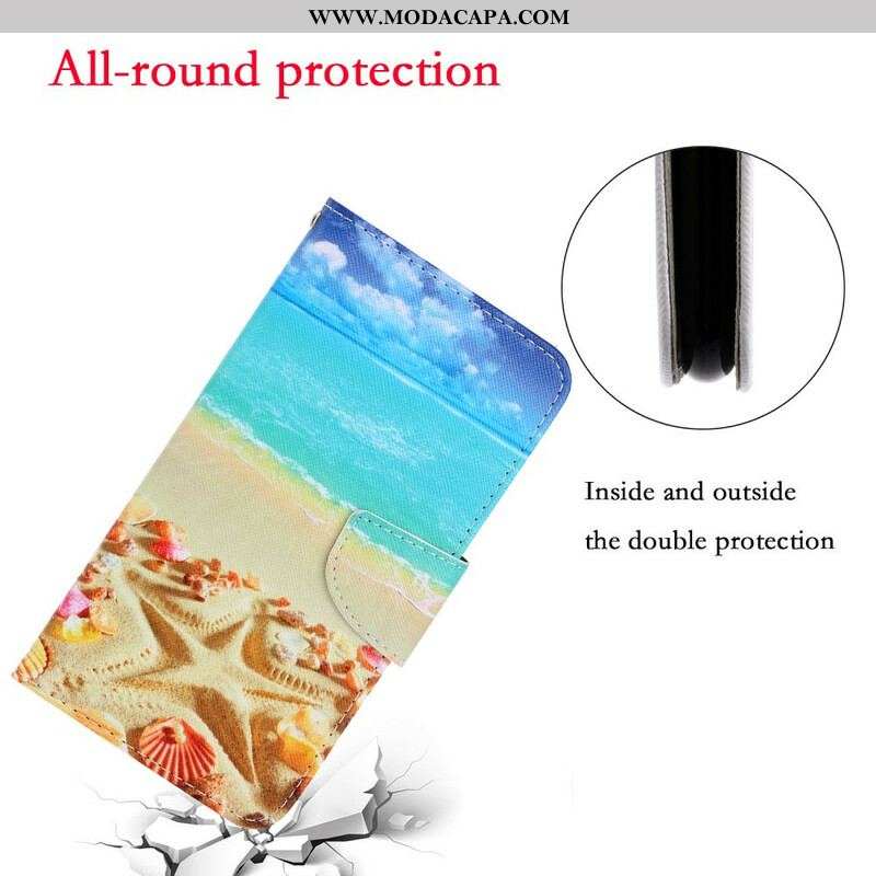 Capa Folio Para Samsung Galaxy S21 Plus 5G De Cordão Praia Da Corda