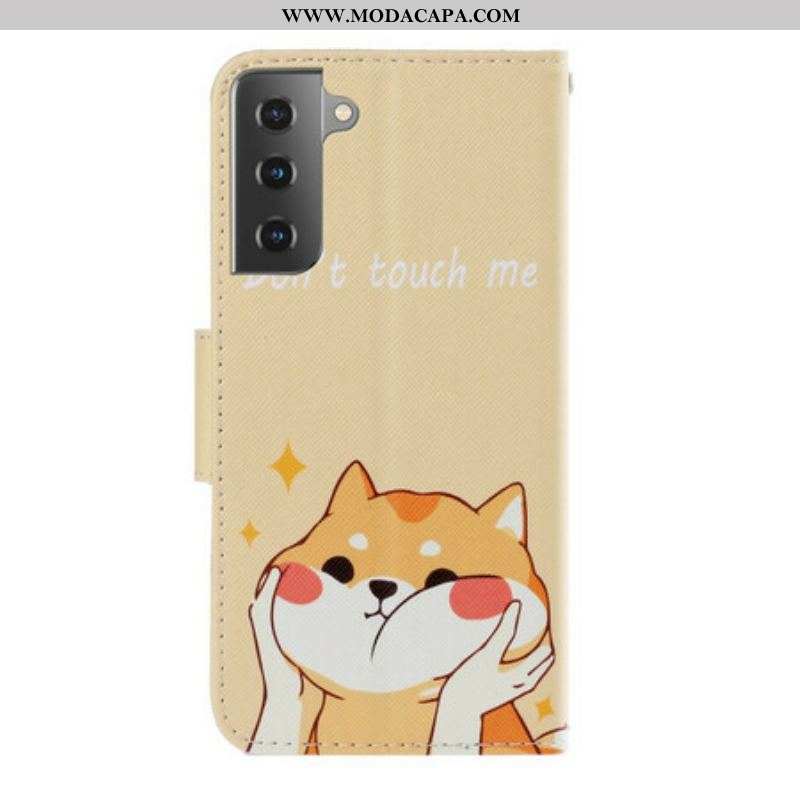 Capa Flip Para Samsung Galaxy S21 Plus 5G De Cordão Gato Não Me Toque Com Alça