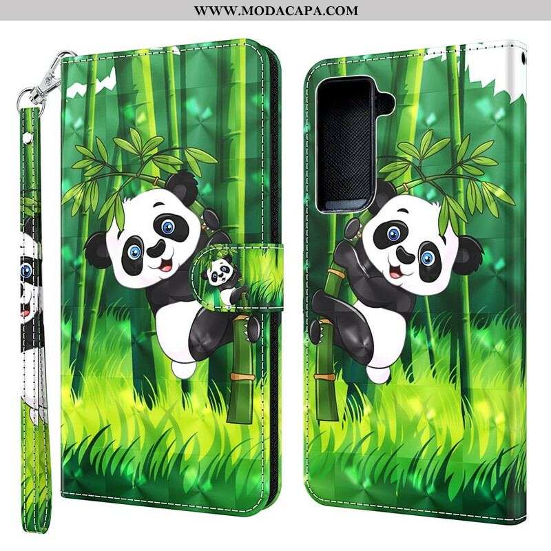 Capa Flip Para Samsung Galaxy S21 Plus 5G Panda E Bambu