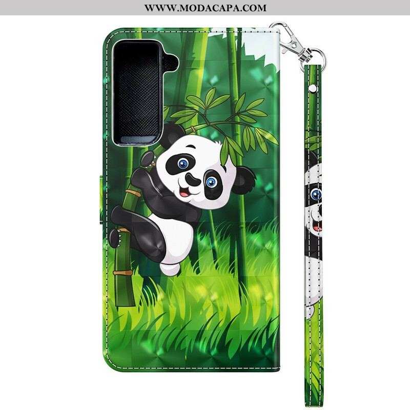 Capa Flip Para Samsung Galaxy S21 Plus 5G Panda E Bambu