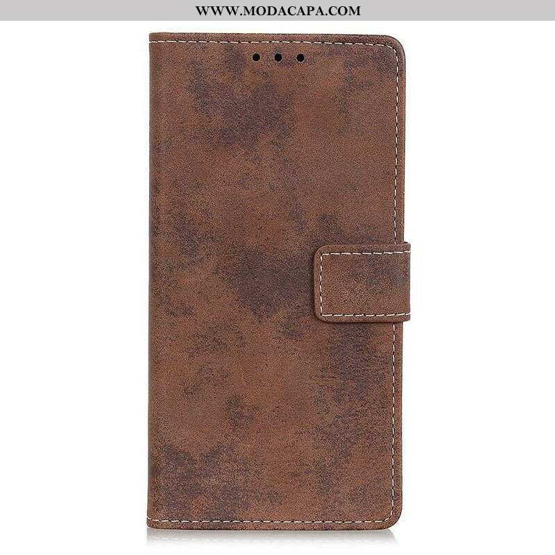 Capa Flip Para Samsung Galaxy S21 Plus 5G Couro Falso Vintage