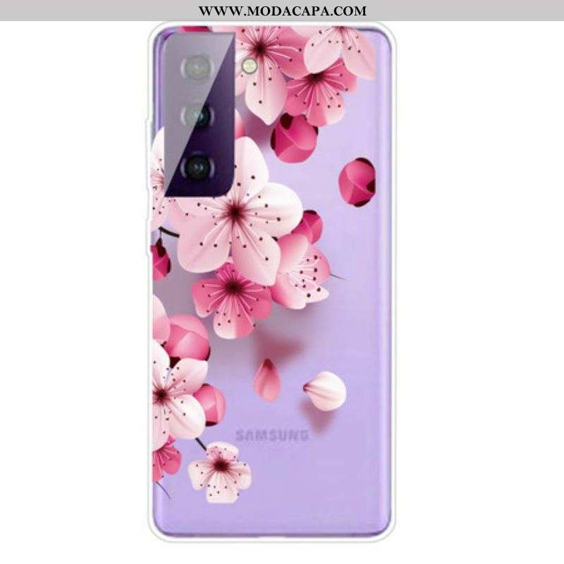 Capa Para Samsung Galaxy S21 Plus 5G Pequenas Flores Cor De Rosa