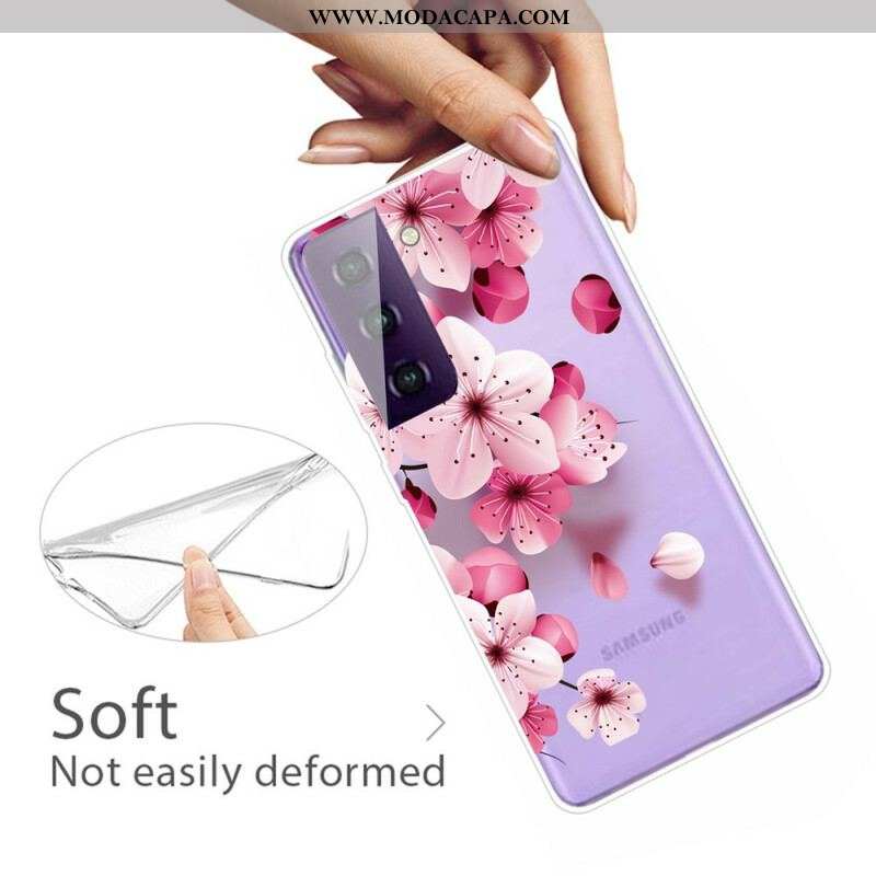 Capa Para Samsung Galaxy S21 Plus 5G Pequenas Flores Cor De Rosa