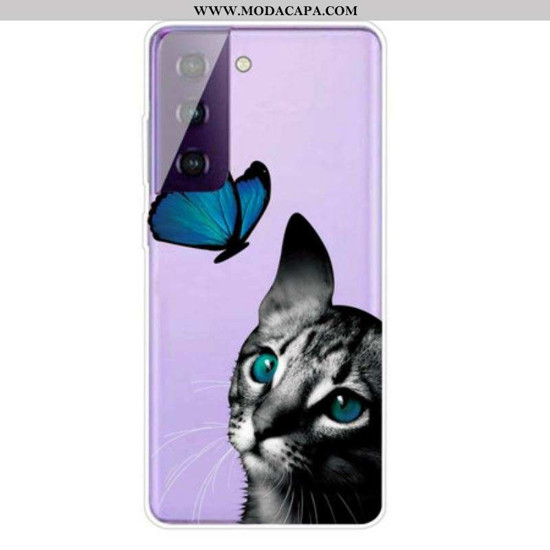 Capa Para Samsung Galaxy S21 Plus 5G Gato E Borboleta