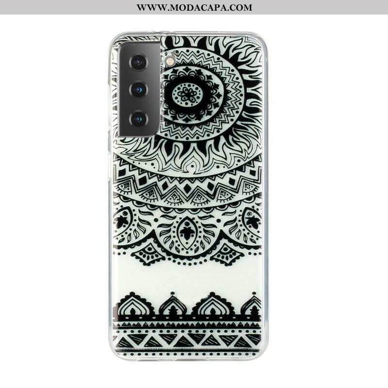 Capa Para Samsung Galaxy S21 Plus 5G Mandala De Flores Sem Costura