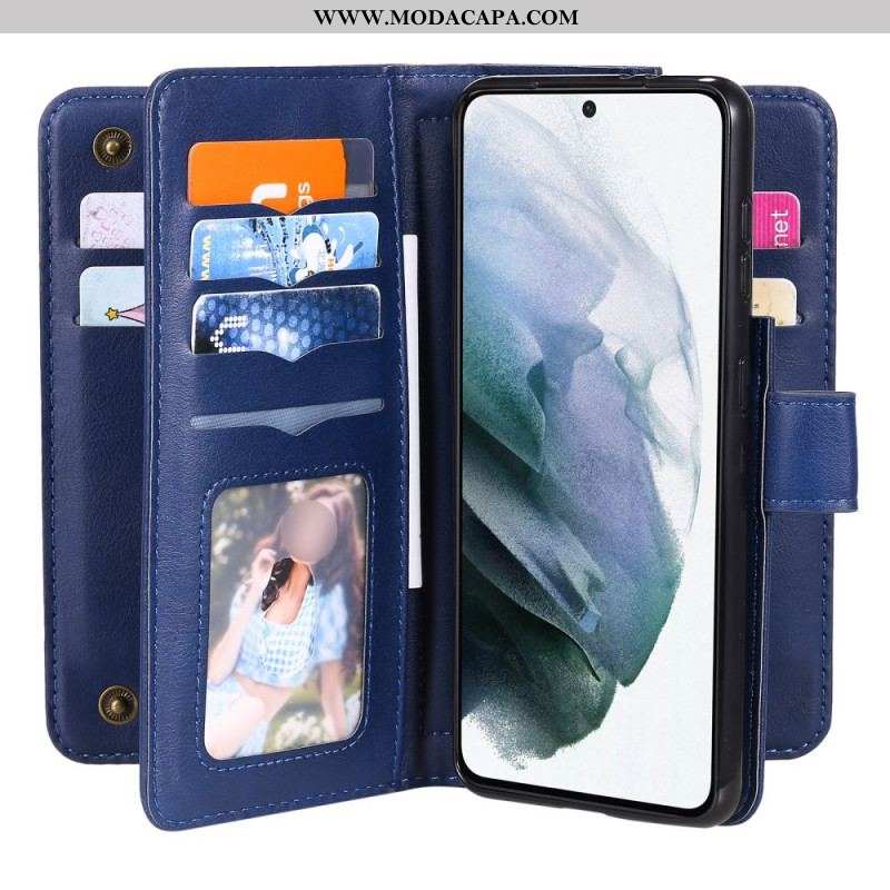 Capa De Couro Para Samsung Galaxy S21 Plus 5G Titular De Cartão Multifuncional Para 10