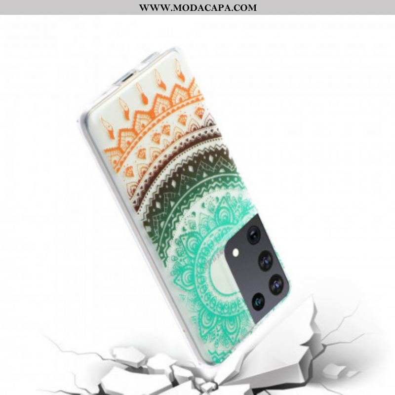 Capa Para Samsung Galaxy S21 Ultra 5G Mandala De Flores Sem Costura