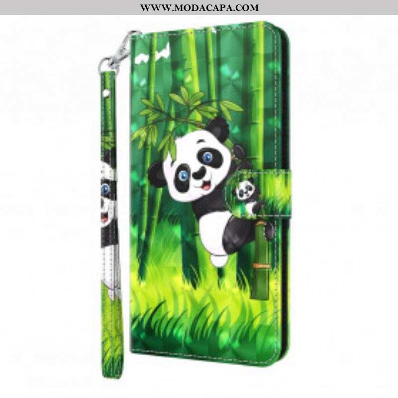Capa De Couro Para Samsung Galaxy S21 Ultra 5G Panda E Bambu