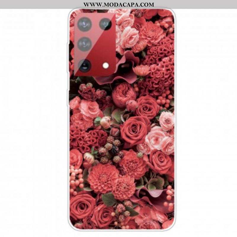 Capa Para Samsung Galaxy S21 Ultra 5G Flores Intensas