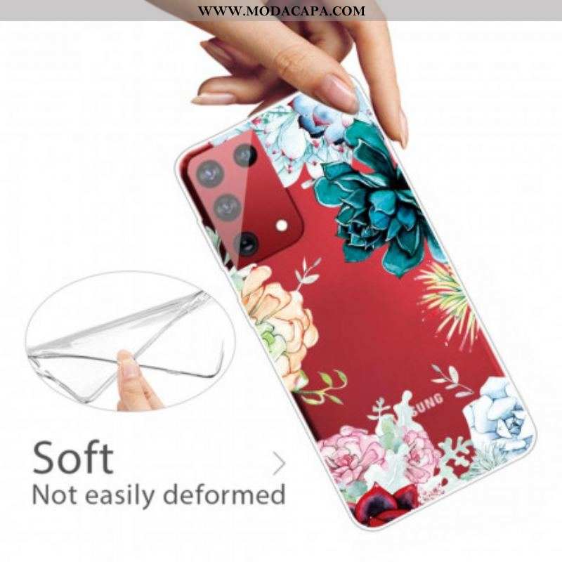 Capa Para Samsung Galaxy S21 Ultra 5G Flores Em Aquarela