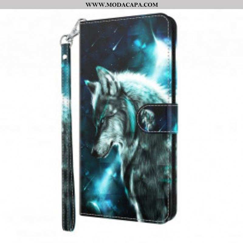 Capa Flip Para Samsung Galaxy S21 Ultra 5G Lobo Majestoso