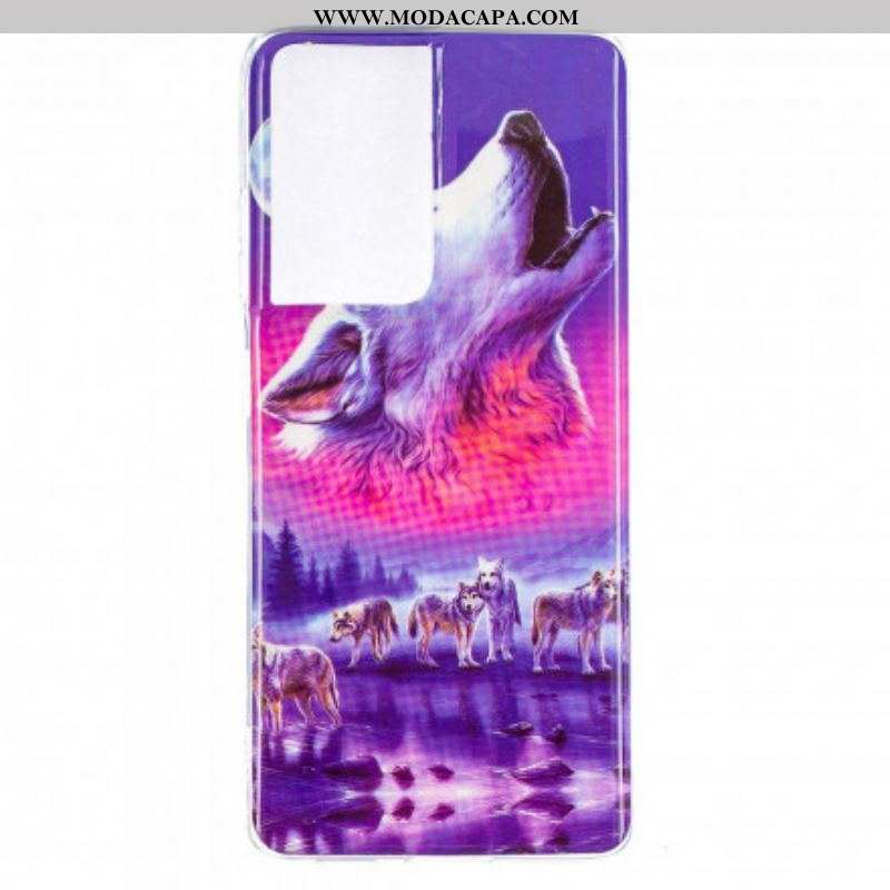 Capa Para Samsung Galaxy S21 Ultra 5G Fluorescente Wolf Series