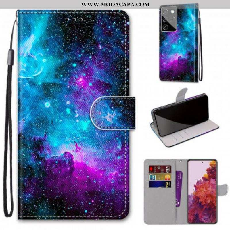 Capa De Couro Para Samsung Galaxy S21 Ultra 5G Céu Cósmico