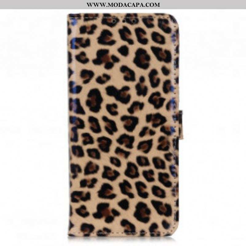 Capa Flip Para Samsung Galaxy S21 Ultra 5G Leopardo Simples