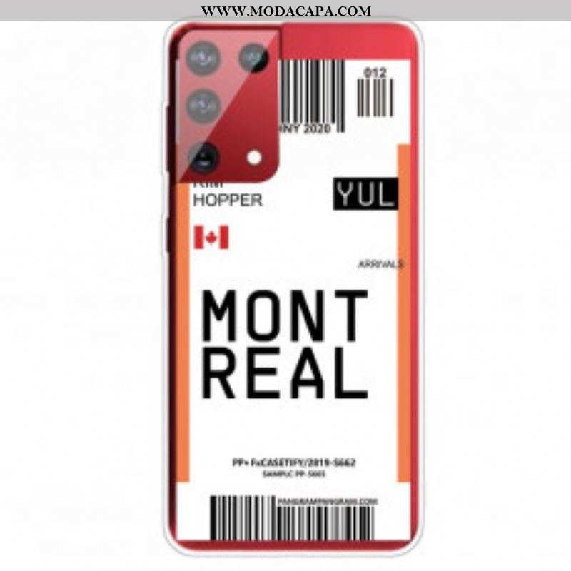 Capa Para Samsung Galaxy S21 Ultra 5G Cartão De Embarque Para Montreal