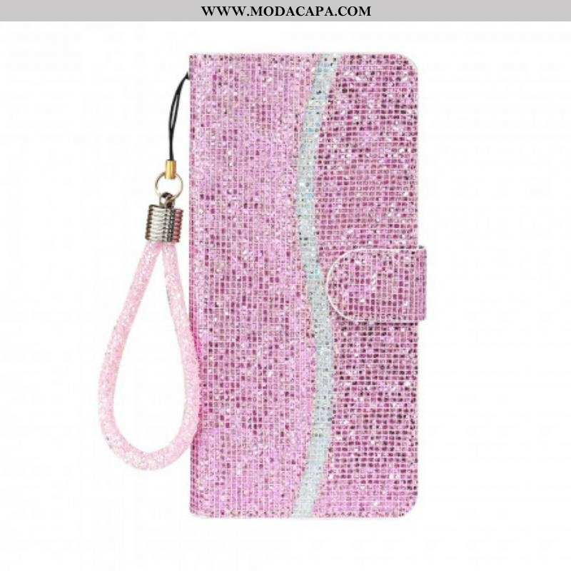 Capa Flip Para Samsung Galaxy S21 Ultra 5G Lantejoulas Design S