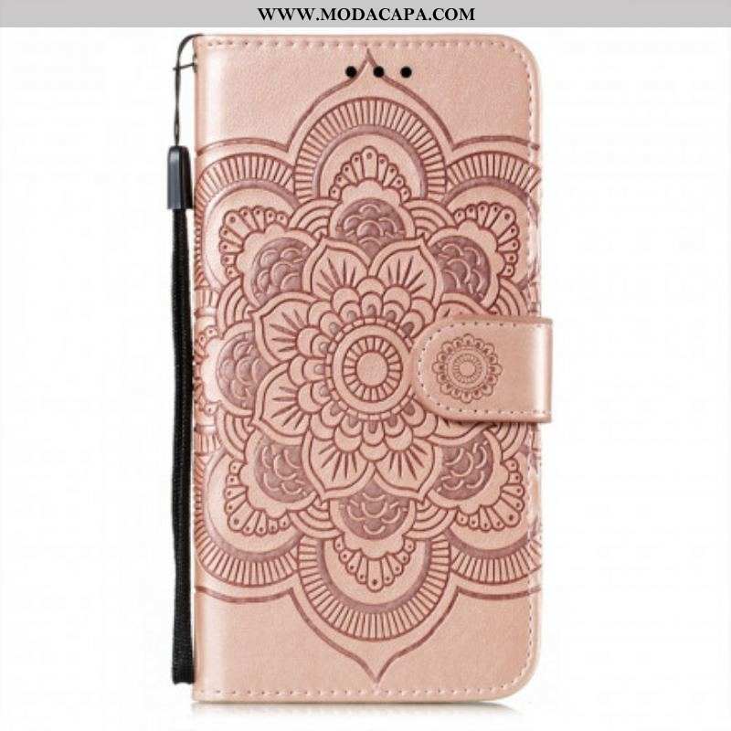 Capa De Couro Para Samsung Galaxy S21 Ultra 5G Mandala Completa