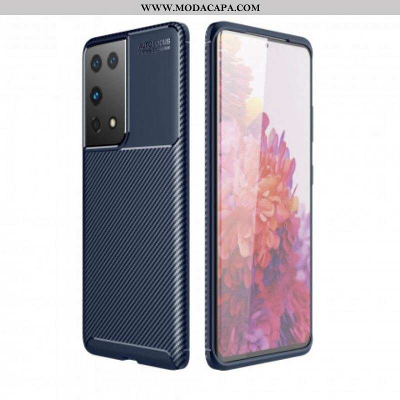 Capa Para Samsung Galaxy S21 Ultra 5G Textura Flexível De Fibra De Carbono