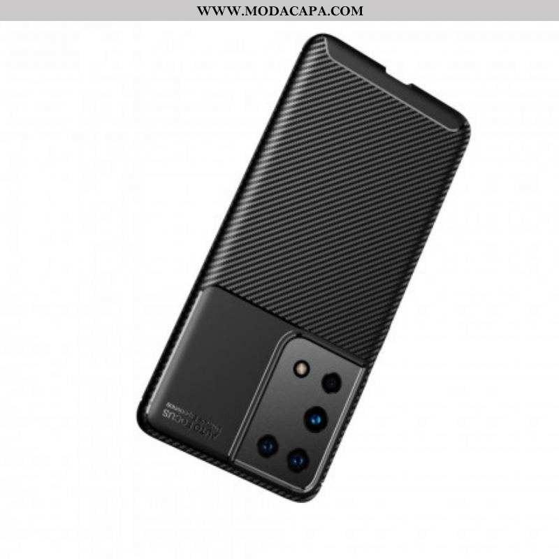 Capa Para Samsung Galaxy S21 Ultra 5G Textura Flexível De Fibra De Carbono