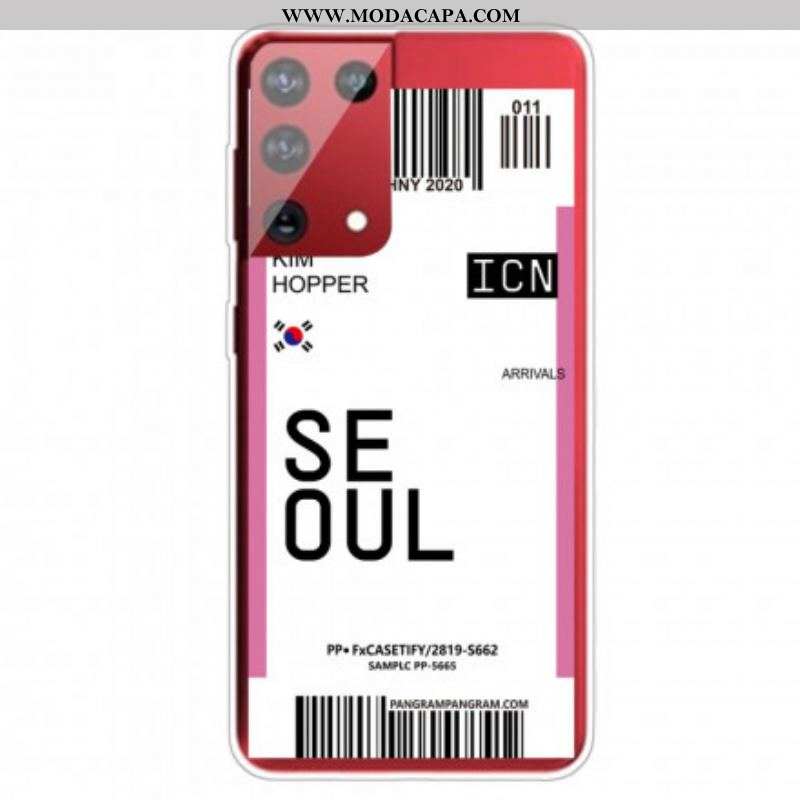 Capa Para Samsung Galaxy S21 Ultra 5G Cartão De Embarque Em Seul