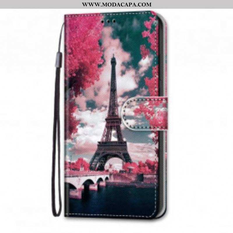 Capa Folio Para Samsung Galaxy S21 Ultra 5G Paris Em Flor