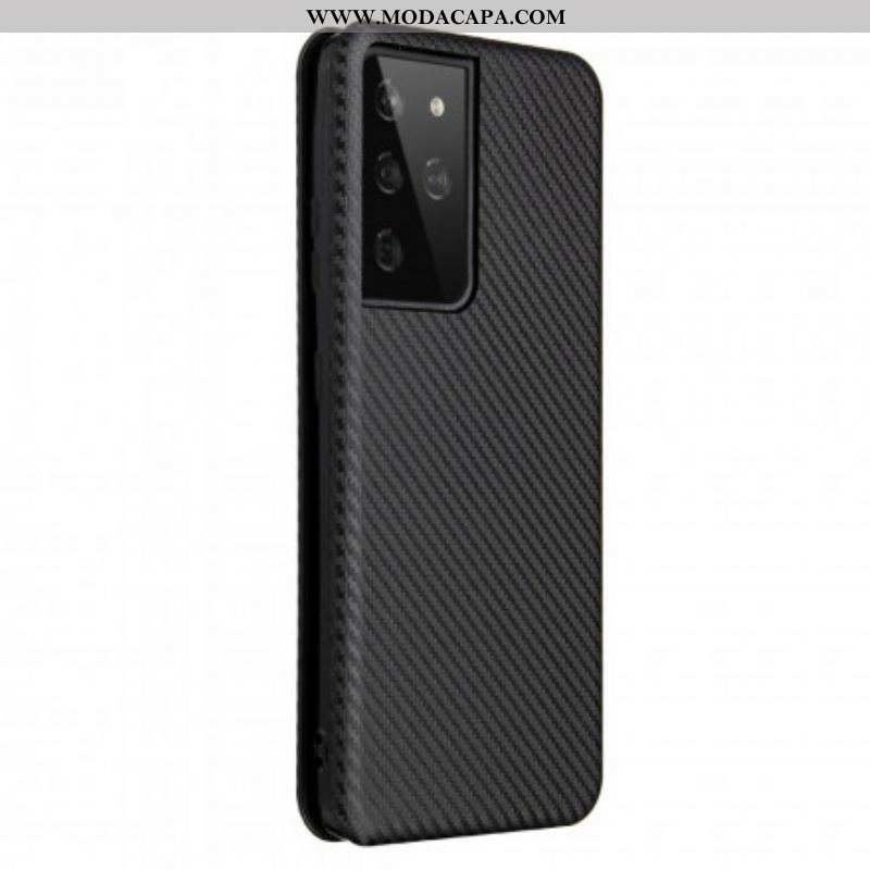 Capa De Celular Para Samsung Galaxy S21 Ultra 5G Flip Fibra De Carbono